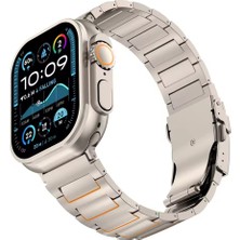 Alstrap Apple Watch Ultra 49 Mm, Series 11/10 46 Mm, 9/8/7 45 Mm, 6/5/4 ve Se 44 mm Uyumlu Titan Edge Metal Bakla Kordon