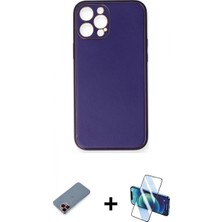 Marsilyan™- iPhone 12 Pro Kılıf Yadigar Klasik - Siyah 3D Antistatik Cam Ekran Koruyucu + Metal Kamera Lens Koruma Cam - Kı
