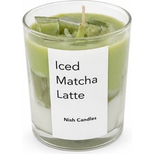 Nish Candles Iced Matcha Latte Doğal Soya Mumu | Dekoratif Bardak Mum | Matcha Temalı El Yapımı Mum