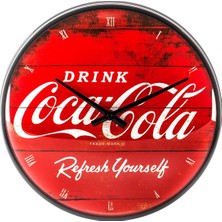 Nostalgic Art Nostalgic-Art 51074 Coca-Cola – Logo Red Refresh Kendin Yap, Duvar Saati 31 cm
