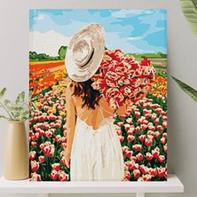 Esranın Dünyası Sayılarla Boyama Tuval Seti, Fırça ve Boya Dahil, Kasnaklı 40X50 cm
