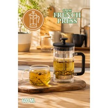 Porsima Smartpan BV008 French Press Paslanmaz Çelik Süzgeçli Cam Bitki Çayı Demliği Kahve Presi - 600 ml
