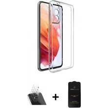 Marsilyan™- Galaxy S23 Plus Kılıf Zirve Doku - Siyah 6d Antistatik Mat Seramik Hayalet Nano Ekran Koruyucu + Kamera Lens Koruma Cam - Sf
