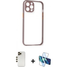 Marsilyan™- iPhone 12 Pro Max Kılıf Nova Asil Özel Seri - Siyah 3D Antistatik Cam Ekran Koruyucu + Shine Kamera Lens - Gd