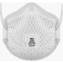 Mfa S-267V Premium Ffp2 Nr D Ventilli Beyaz Maske Plastik Kafesli, Klipssiz Konik Tasarım