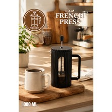 Porsima Smartpan BV093 French Press Paslanmaz Çelik Süzgeçli Cam Bitki Çayı Demliği Kahve Presi - 1000 ml