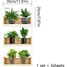 Kaufhier Raflı Bitki Tasarımlı Yapışkanlı Sticker 20*30 cm 3lü Set