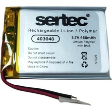 Aydogan's Sertec 403040 3.7V 450 Mah Li-Polymer Pil (DEVRELI/1.5A)