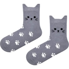 Carnaval Socks Kedi Kulaklı Pati Desenli Unisex Soket Çorap