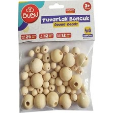 Bubu Yuvarlak Ahşap Boncuk Karışık 48LI - 2 Paket