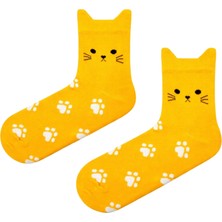 Carnaval Socks Kedi Kulaklı Pati Desenli Unisex Soket Çorap