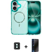 Marsilyan™- iPhone 16 Kılıf Kıvılcım Form Prime - Siyah 3D Antistatik Hayalet Cam Ekran Koruyucu + Pvd Metal Kamera Lens - Yl