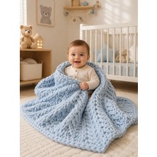 Custom Baby Alize Puffy El Örgüsü Bebek Battaniyesi 90x90 cm | Yenidoğan, Hastane Çıkışı, Kız & Erkek Bebek Hediyesi