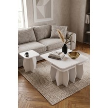GOLDFALEZ Orta Sehpa ve Zigon Sehpa 5'li Set Modern Çok Amaçlı Salon Oturma Odası Yan Sehpa 9247 Beyaz