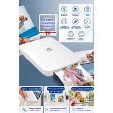 Dossimo Hanin Taşınabilir Kablosuz Mini Fotoğraf Yazıcı Bluetooth Anında Baskı 5 Adet Fotoğraf Kağıdı Hediyeli