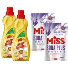 Miss Soda Plus Lavanta Kokulu Çamaşır Sodası 500 gr ve Arap Sabunu 1 Lt 4 Lü Set