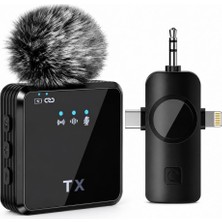 Schitec 3in1 Type-C Lightning 3.5mm Çıkışlı Ikili Kablosuz Hd Wireless Yaka Mikrofonu F11-2
