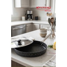 EVREN MUTFAK 32 cm Gold Stone Balık Tavası, Yufka Börek Bazlama Balık Kızartma Tavası Non-Stick Yapışmaz Taban