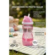 Muf Home 400 ml Pipetli Çocuk Suluğu - Pratik Kolay Açılır Pipet Sistemli Okul ve Anaokulu Için Sızdırmaz Matara Bpa Içermez.