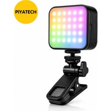 Piyatech Şarjlı Rgb Mini LED Çekim Işığı Vlog Kamera ve Telefon Konferans Işığı 2000MAH