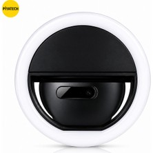 Piyatech Rk-12 Telefon Uyumlu Taşınabilir Şarj Edilebilir Selfie Ring Light Mandal Tipi Yuvarlak Fotoğraf ve Video Işığı