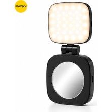 Piyatech XK-FL05 Magsafe Uyumlu Aynalı Mini LED Fill Light Taşınabilir Telefon Standı Fotoğraf ve Video Işığı - Siyah