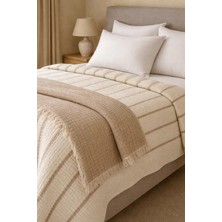 Veronica Line %100 Pamuk 8 Katlı Dolgulu Müslin Yatak Örtüsü - 240X260 cm Çift Yönlü Battaniye