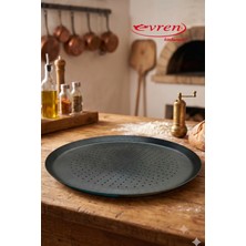 EVREN MUTFAK 18 cm Delikli Pizza Tepsisi, Pizza Lahmacun Pide Gözleme Bazlama Tavası Non-Stick Yapışmaz Taban