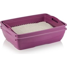 Veyron Pet Veyronpet Süzgeçli Açık Kedi Tuvaleti Çift Katmanlı Kolay Temizlenen Kedi Kum Kabı