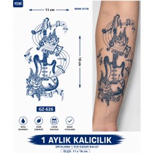 1 Ay Kalıcı 24 Saat Sonra Kararan Gitar ve Nota Müzik Desenli Model Geçici Dövme Tattoo