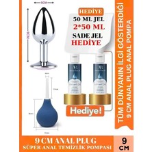 Aşkın Deposu Deromeya Health- Türkiye -90-Mükemmel Çelik 9 cm Elmas Taşlı + Anal Plug 9 cm + Anal Temizlik Pompası Süper Set Süper Kaydırıcı Jel+ 2*100 ml Jel Avantajlı Paket