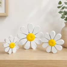 Lina Hobby Papatya Çiçek Figürlü Dekoratif Biblo Seti, 3D Baskı Masa Süsü, Raf ve Oda Dekoru