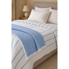 Veronica Line %100 Pamuk 8 Katlı Dolgulu Müslin Yatak Örtüsü - 240X260 cm Çift Yönlü Battaniye