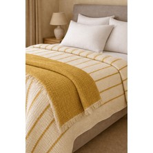 Veronica Line %100 Pamuk 8 Katlı Dolgulu Müslin Yatak Örtüsü - 240X260 cm Çift Yönlü Battaniye