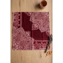Hadiora Kadın Bordo Etnik Desenli Şık Tesettür Flamlı Eşarp
