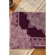 Hadiora Kadın Mor Etnik Desenli Şık Tesettür Flamlı Eşarp