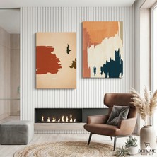 Harikabirev Modern Abstract Desenli Tablo | Krem | 2li Dikey Çerçevesiz Kanvas Tablo | Tmmzcnvs
