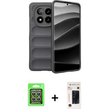 Marsilyan™- Redmi Note 15 Pro 5g Kılıf Atlas Koleksiyonu - Siyah 3D Antistatik Hayalet Cam Ekran Koruyucu + Raze Metal Kamera Lens - Gs