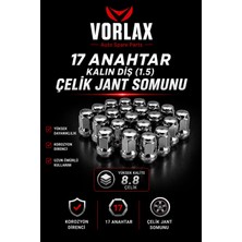 Vorlax 17 Anahtar Metrik 12 Kalın Diş (M12*1.5) Çelik Jant Bijon Somunu