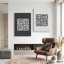 Harikabirev Modern Abstract Desenli Tablo | Gri-Beyaz | 2li Dikey Çerçevesiz Kanvas Tablo | Tmmzcnvs