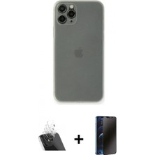 Marsilyan™- iPhone 11 Pro Max Kılıf Yadigar Yansıma Serisi - Siyah 3D Antistatik Hayalet Cam Ekran Koruyucu + Kamera Lens Koruma Cam - Sf
