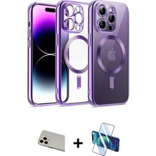 Marsilyan™- iPhone 12 Pro Kılıf Nova Işık Özel Seri - Siyah 3D Antistatik Seramik Nano Ekran Koruyucu + Rainbow Kamera Lens Koruma Cam - Gd