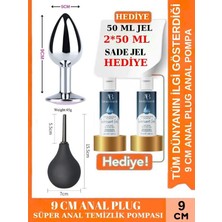 Aşkın Deposu Deromeya Health -98-Mükemmel Çelik 9 cm Elmas Taşlı + Anal Plug 9 cm + Anal Temizlik Pompası Süper Set Süper Kaydırıcı Jel+ 2*100 ml Jel Avantajlı Paket