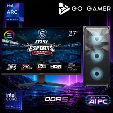 Go Gamer E745D Intel Core Ultra 9 285K / 16GB Ddr5 / 1tb SSD / Intel Hd Arc Xe2 Integrated Graphics / 240MM Sıvı Soğutma / Msı 27" 200Hz. 0.5ms / Oem Ev Ofis Paket