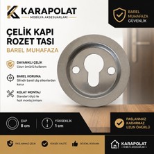 Karapolat Çelik Kapı Rozet Taşı Barel Muhafaza 80 mm Paslanmaz Çelik Silindir Kilit Koruma Rozeti Saten Nikel