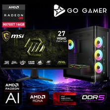 Go Gamer AE785DP Amd Ryzen 9 7900X / 16GB Ddr5 / 1tb SSD / RX9070XT 16GB / 360MM Sıvı Soğutma / Msı 27" 2k 200Hz. 0.5ms / Oem Gaming Paket