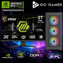 Go Gamer AE461D Amd Ryzen 7 7700X / 16GB Ddr5 / 512GB SSD / RTX5070 12GB / 240MM Sıvı Soğutma / Msı 27" 200Hz. / Oem Gaming Paket