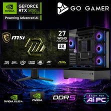 Go Gamer AE891DP Amd Ryzen 9 9900X3D / 64GB Ddr5 / 1tb SSD / RTX5090 32GB / 360MM Sıvı Soğutma / X870 Wi-Fi 6e & Bt 5.2 / Msı 27" 2k 200Hz. 0.5ms / Oem Gaming Paket