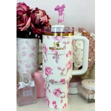 Stanley Loveshackfancy 40 OZ/1,18L/ Ribbon Rosa Çiçek Desenli Pipetli Termos Bardak