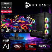 Go Gamer AE971DP Amd Ryzen 9 9950X3D2 / 64GB Ddr5 / 2tb SSD / RX9070XT 16GB / 360MM Sıvı Soğutma / B850 Wi-Fi 6e & Bt 5.2 / Msı 27" OLED 2k 240Hz. 0.03MS / Oem Gaming Paket